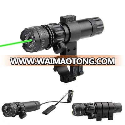 Tactical Green Laser Sight Adjustable Switch Rifle Scope With 2 Rail Mounts For Hunting Gun